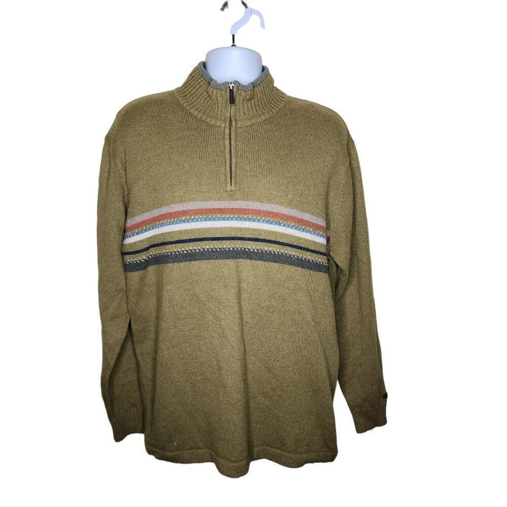 Vintage 90s Columbia High Neck Pullover Sweater Mens Size L Green Quarter Zip Gr